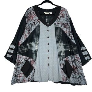 Lyng Asian Inspired Artsy Lagenlook Tunic Top Sz 3X